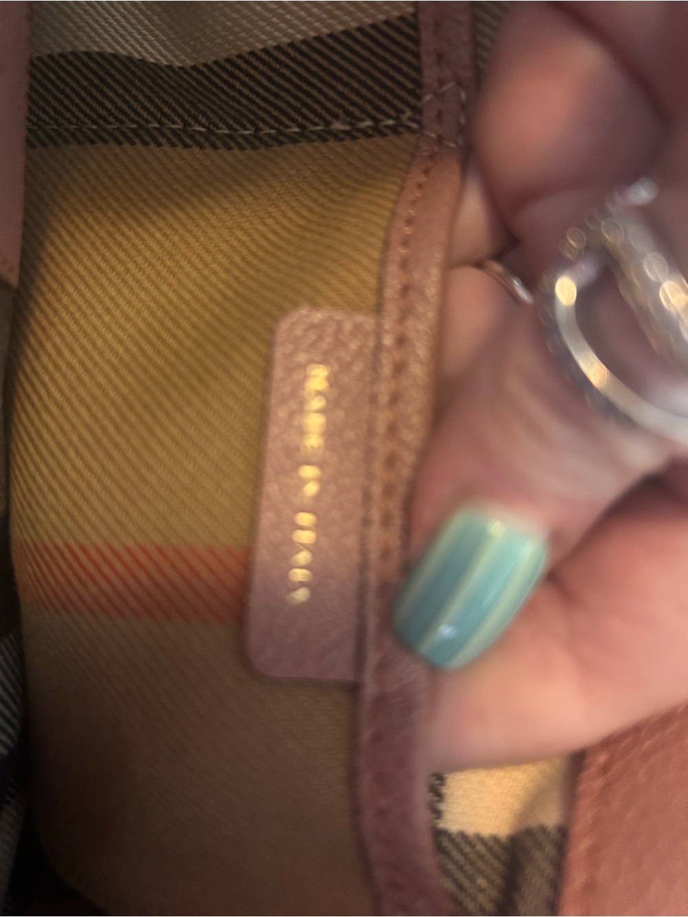 Burberry Dusty Pink Leather Satchel with Signature Check Strap - Picture 4 of 14